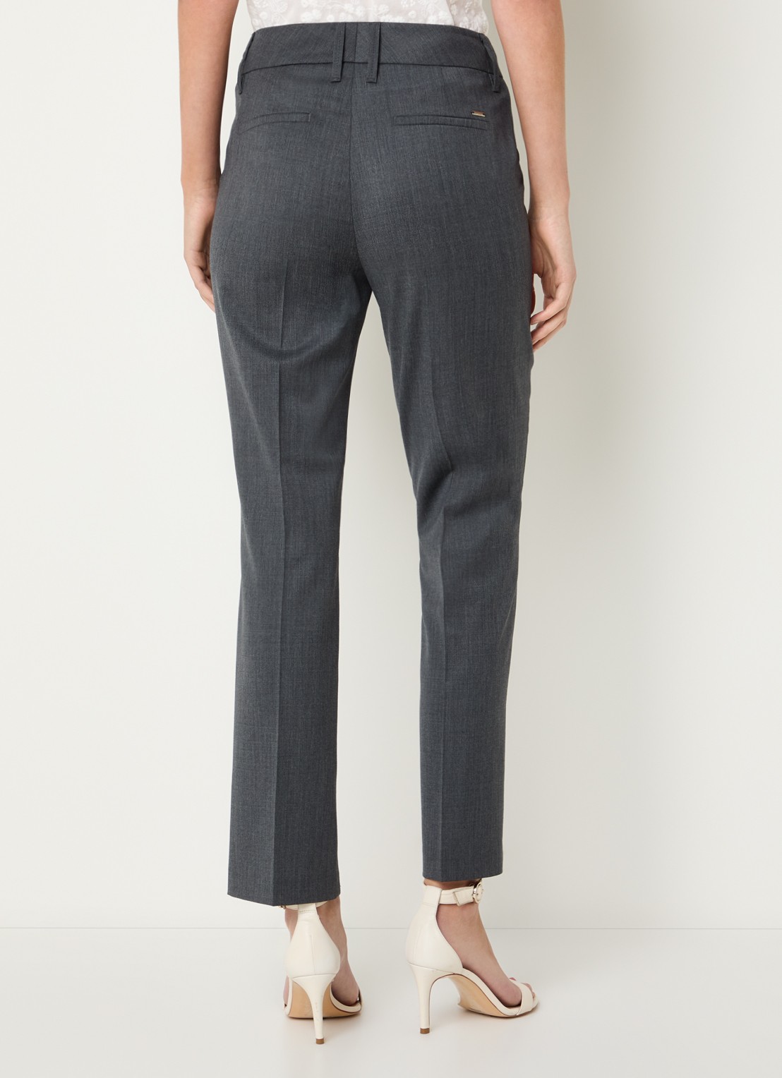 Gardeur Mid waist straight fit pantalon in wolblend - achterkant 2 donkergrijs
