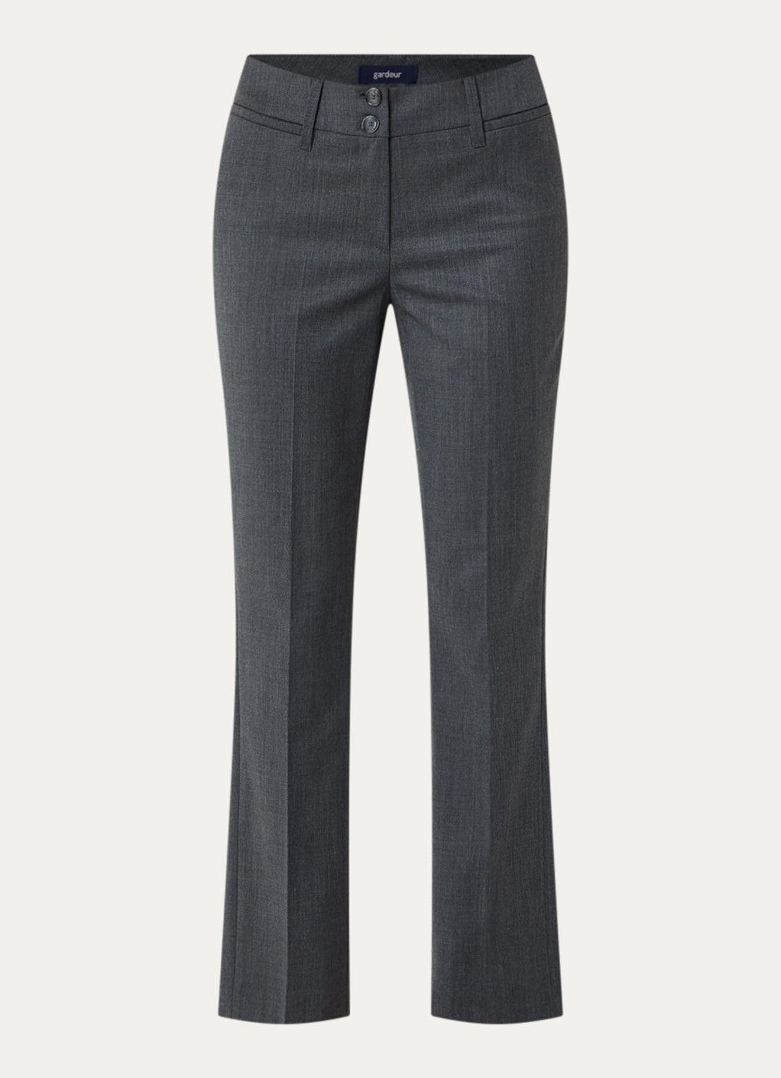 Gardeur Mid waist straight fit pantalon in wolblend - voorkant 3 donkergrijs
