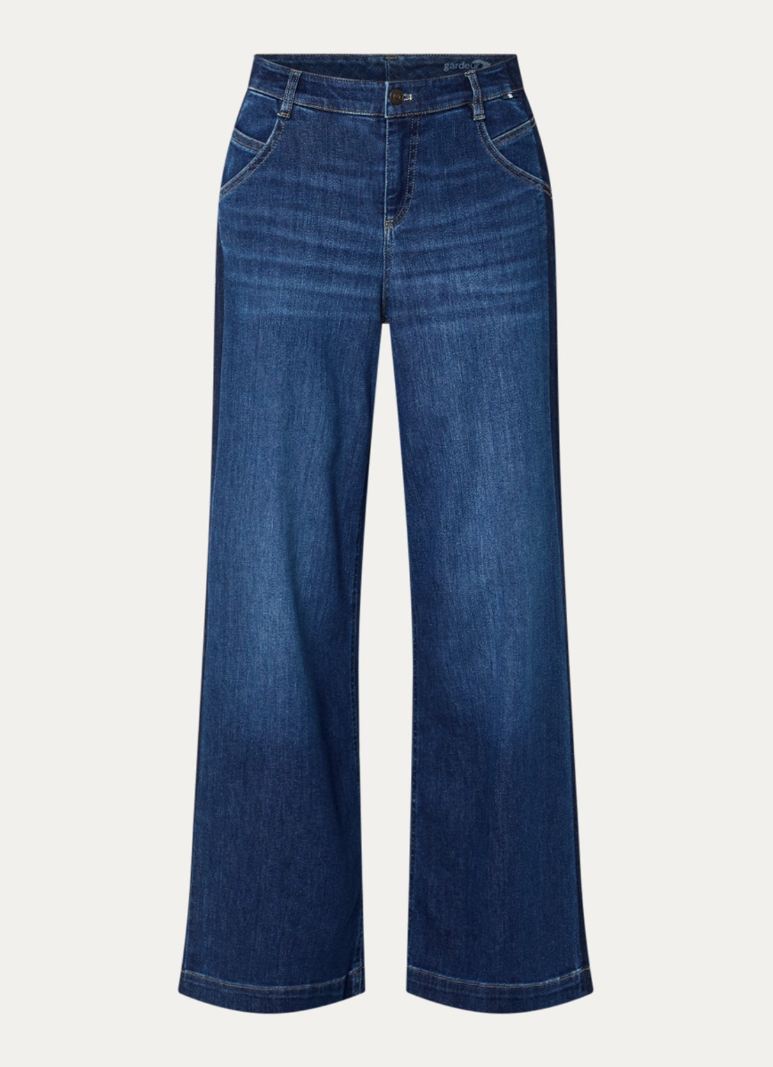 Gardeur Mid waist wide fit jeans met donkere wassing - voorkant indigo