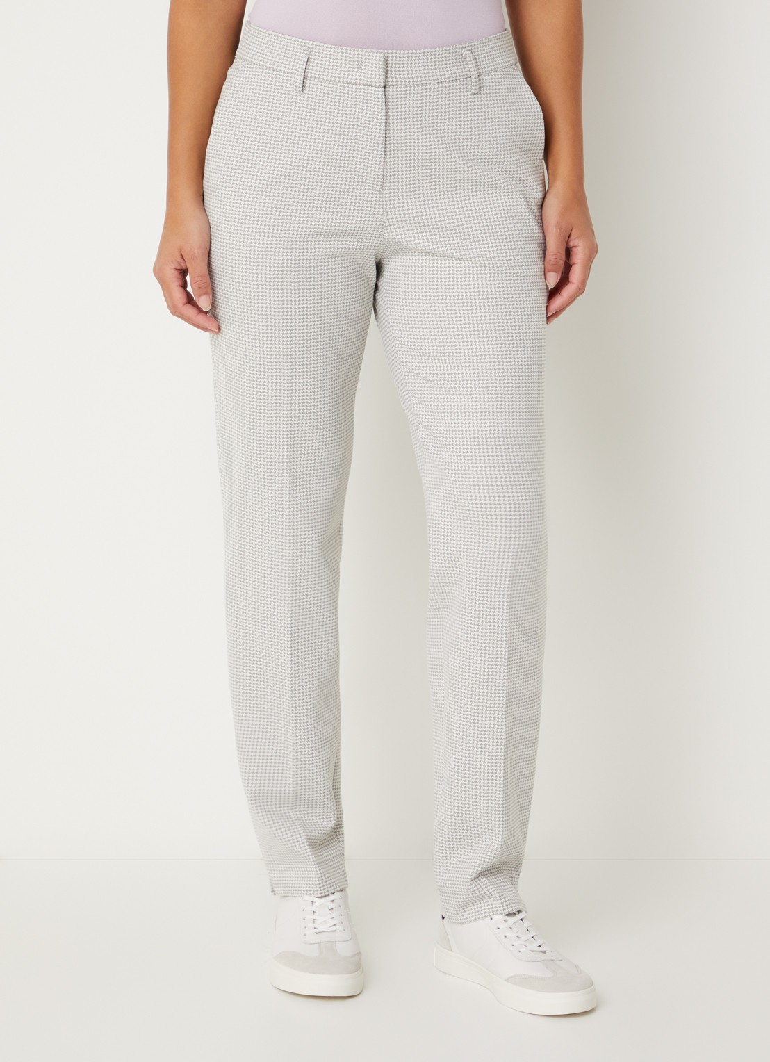 Gardeur Zigarette mid waist tapered pantalon met pied-de-poule dessin - detail 2 lichtgrijs