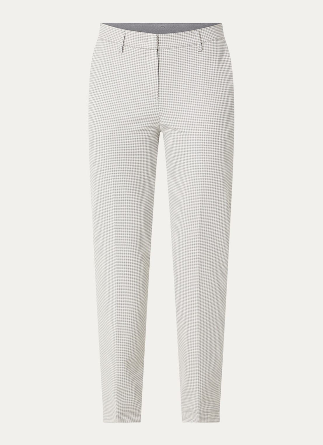 Gardeur Zigarette mid waist tapered pantalon met pied-de-poule dessin - voorkant 3 lichtgrijs