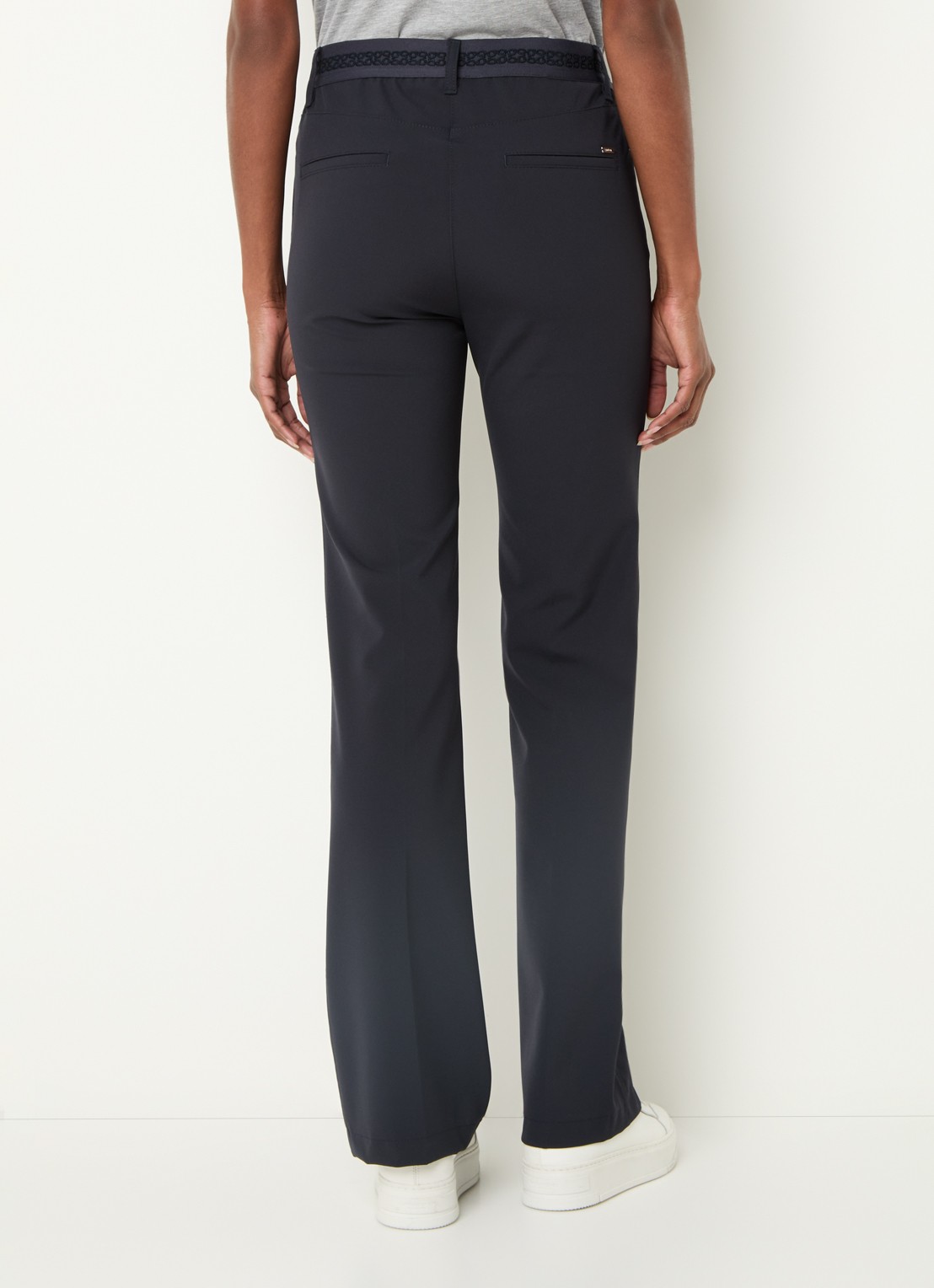 Gardeur Zilla high waist slim fit broek met steekzakken - achterkant 4 donkerblauw