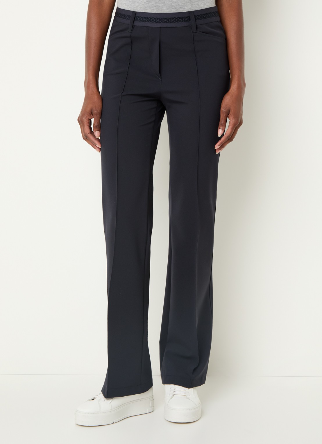 Gardeur Zilla high waist slim fit broek met steekzakken - detail 3 donkerblauw