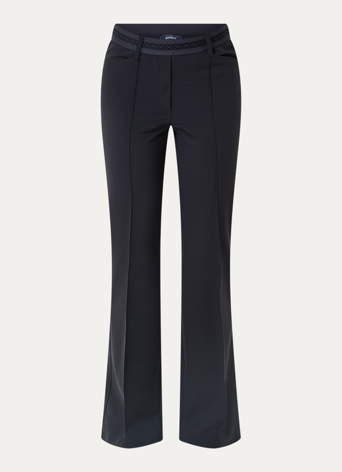 Gardeur Zilla high waist slim fit broek met steekzakken - voorkant donkerblauw