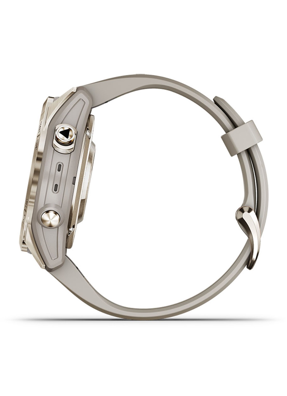 Garmin Fenix 7S Pro Solar horloge 42 mm met saffierglas - detail goud