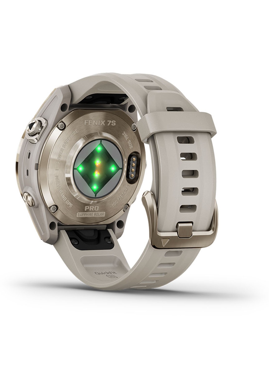 Garmin Fenix 7S Pro Solar horloge 42 mm met saffierglas - detail 3 goud