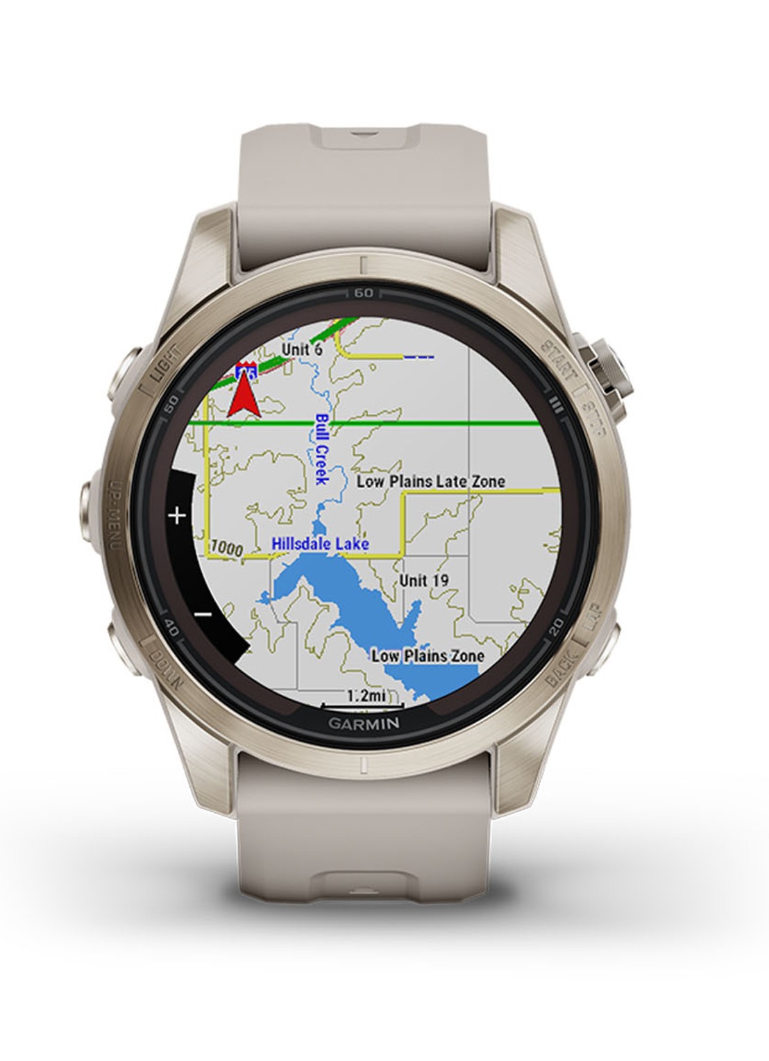 Garmin Fenix 7S Pro Solar horloge 42 mm met saffierglas - detail 4 goud