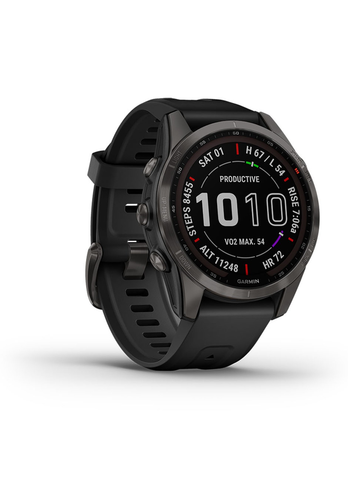 Garmin Fenix 7S Sapphire Solar smartwatch 42 mm - voorkant antraciet
