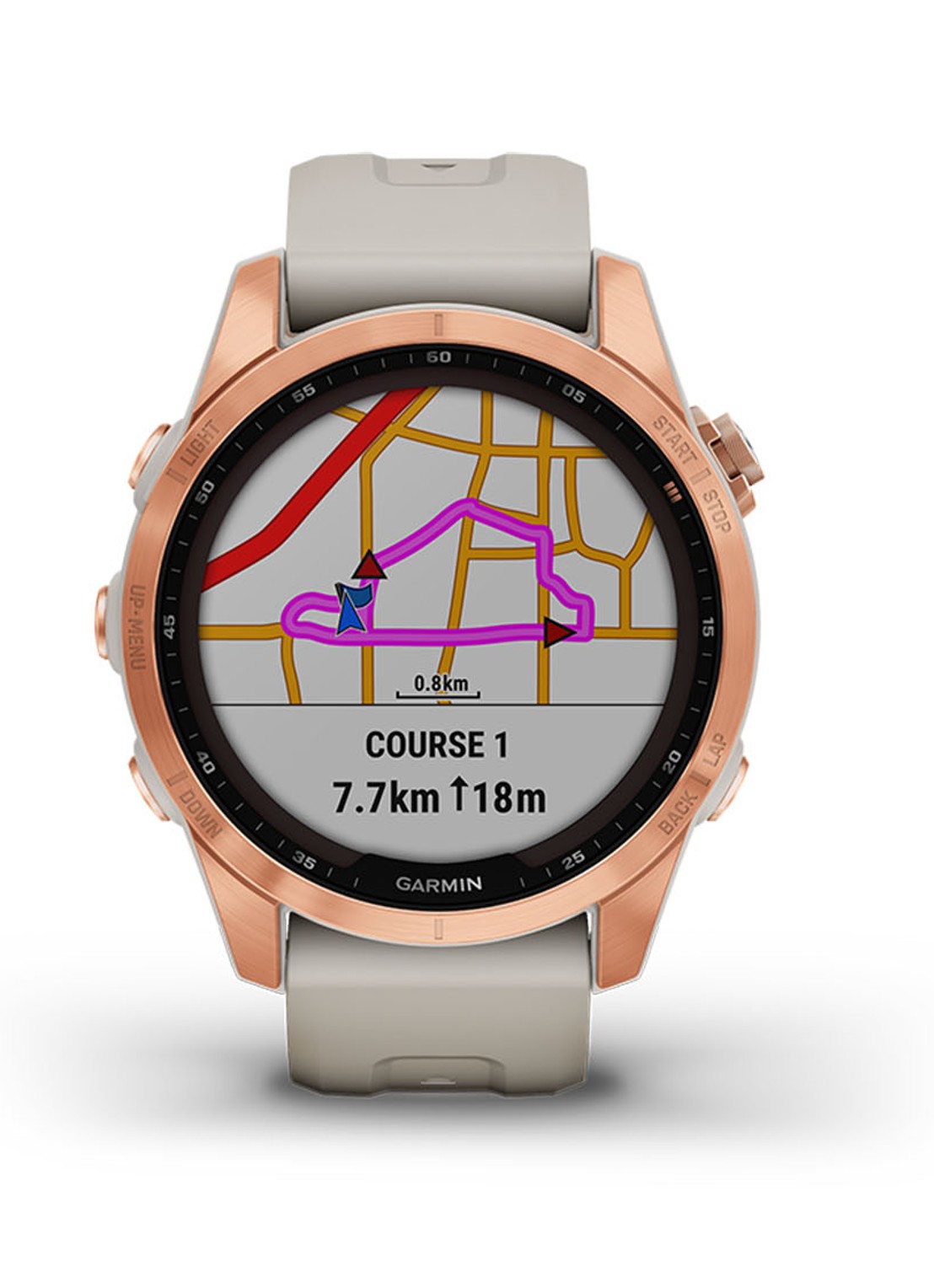 Garmin Fenix 7S Solar smartwatch 42 mm - voorkant 6 roségoud