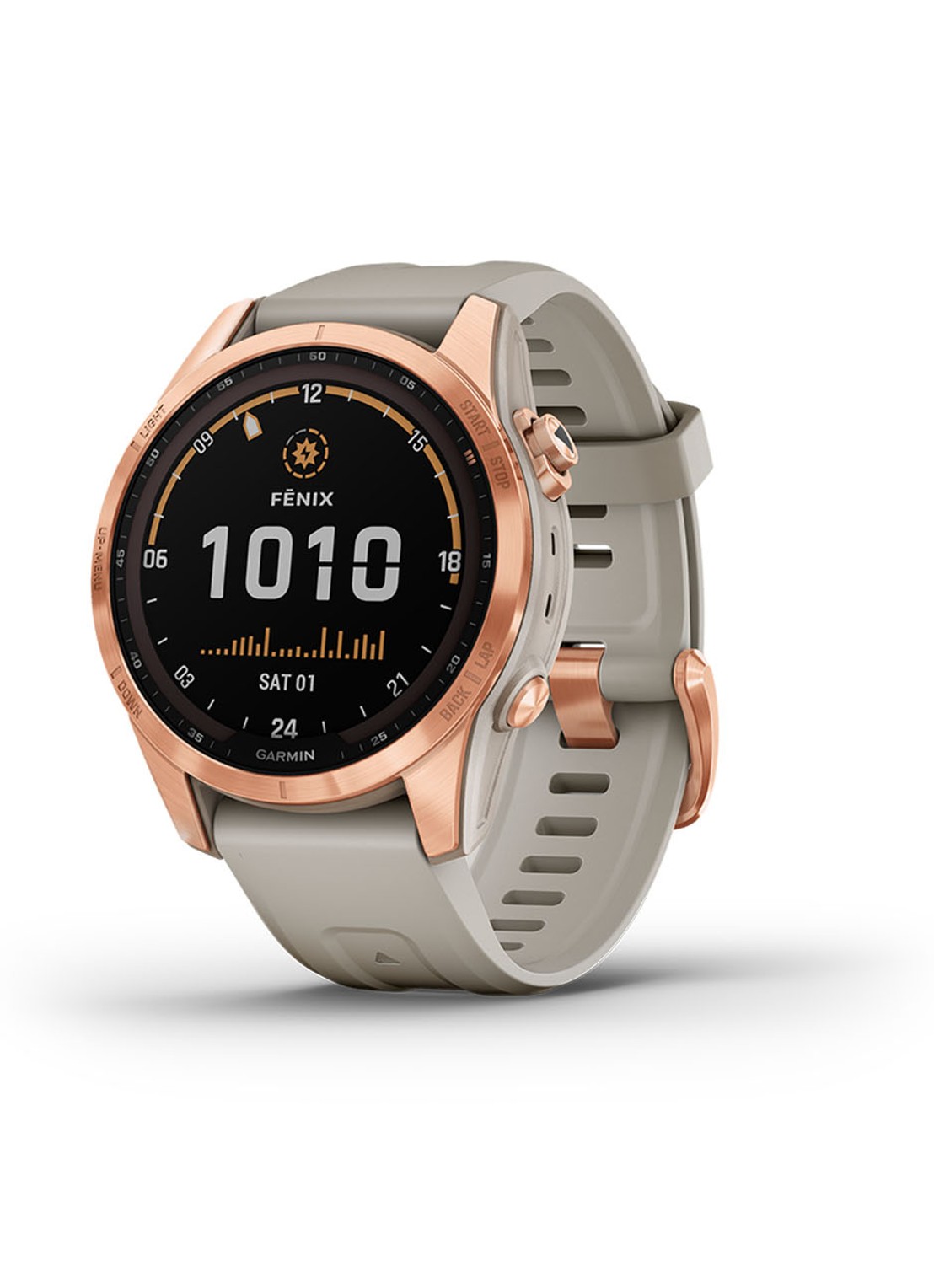 Garmin Fenix 7S Solar smartwatch 42 mm - voorkant 7 roségoud