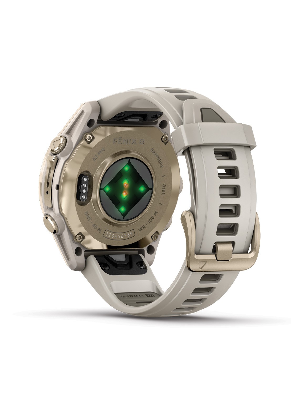 Garmin Fenix 8 43mm, AMOLED, saffier - detail goud