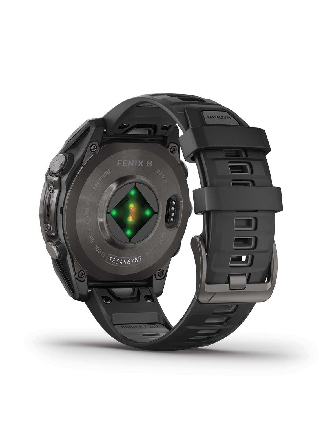 Garmin Fenix 8 47mm, AMOLED, saffier - detail zwart
