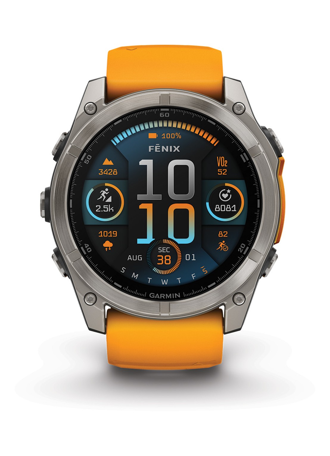 Garmin Fenix 8 51mm, AMOLED, saffier - voorkant 3 antraciet