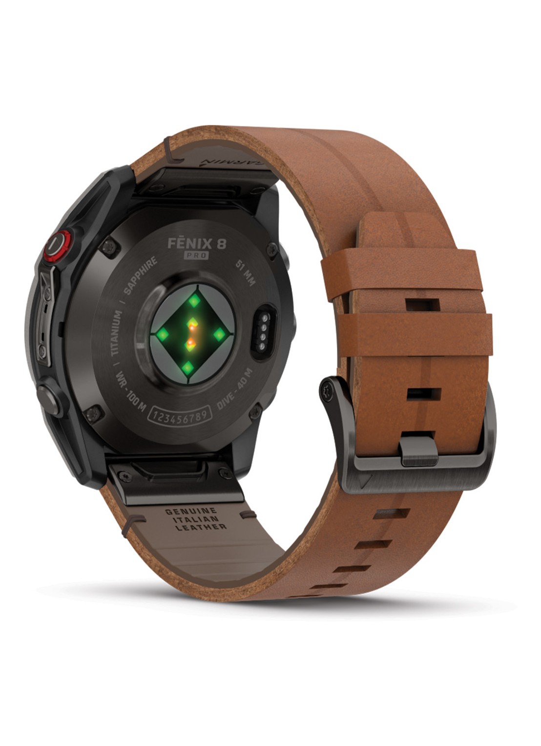 Garmin Fenix 8 Pro LTE smartwatch 51 mm, Saffierglas, Titanium met siliconen en lederen band - detail 4 zwart