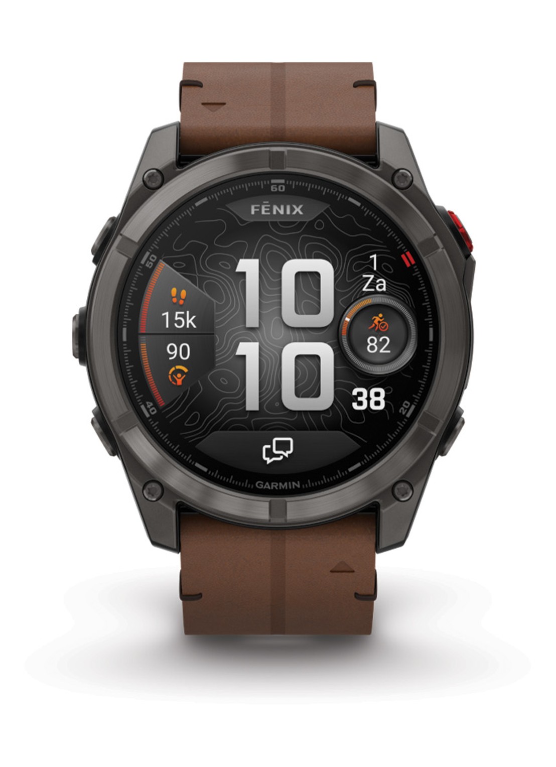 Garmin Fenix 8 Pro LTE smartwatch 51 mm, Saffierglas, Titanium met siliconen en lederen band - voorkant zwart
