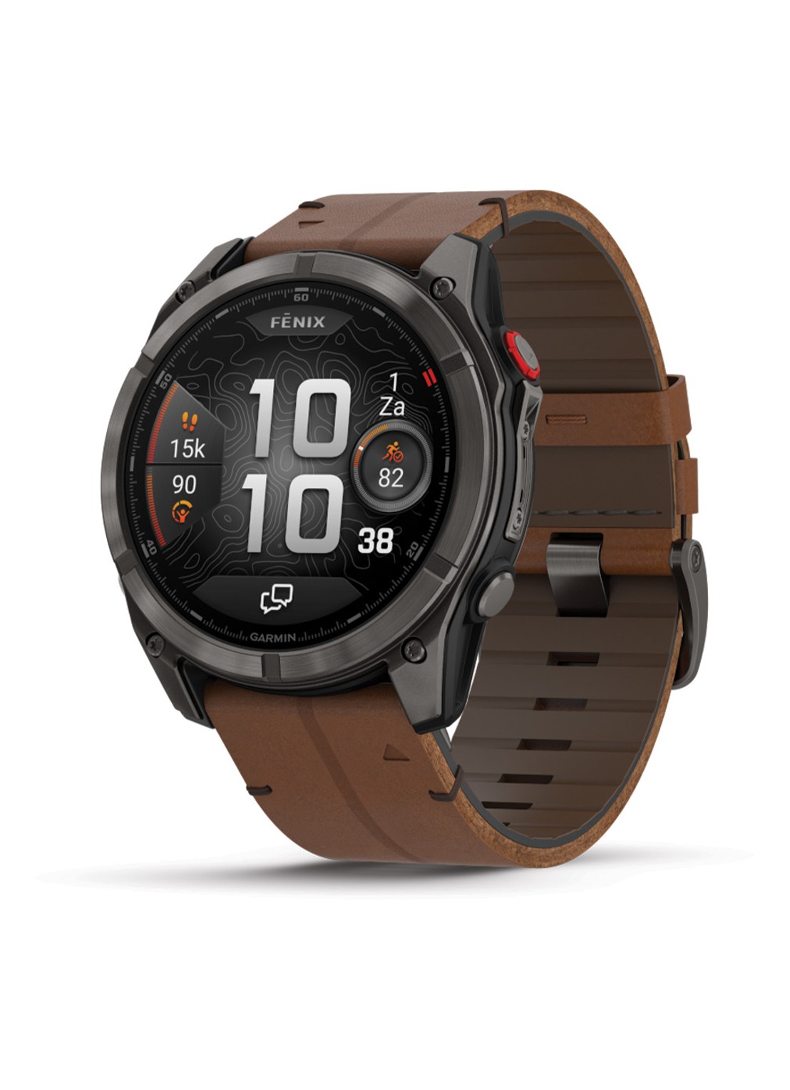 Garmin Fenix 8 Pro LTE smartwatch 51 mm, Saffierglas, Titanium met siliconen en lederen band - voorkant 2 zwart