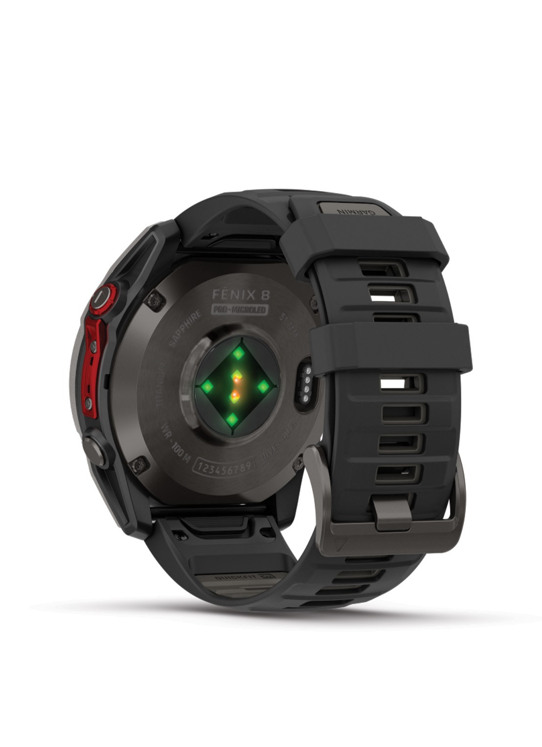 Garmin Fenix 8 Pro Microled LTE smartwatch 51 mm, Saffierglas, Titanium met siliconen band - detail 3 antraciet