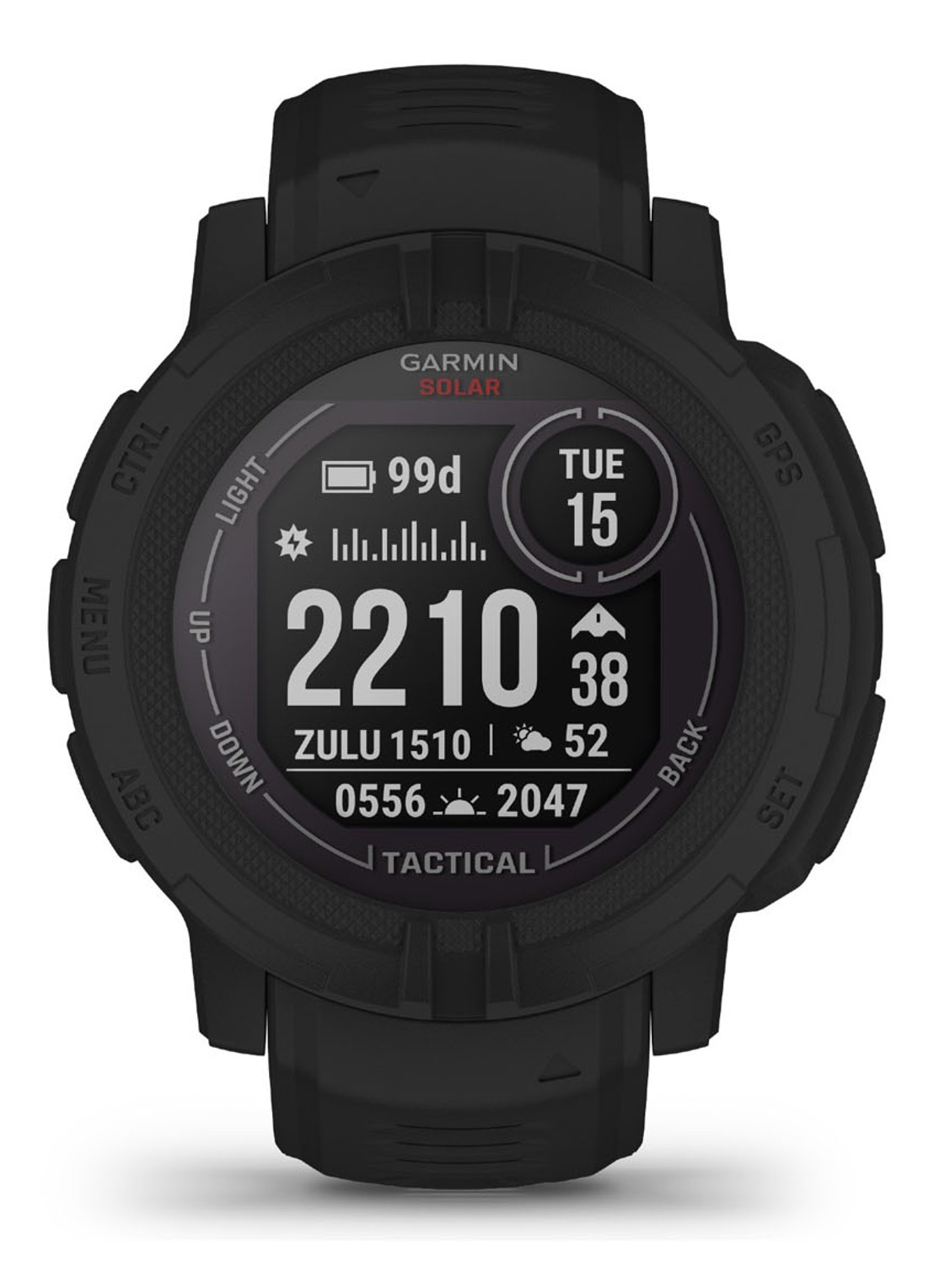 Garmin Instinct 2 Solar smartwatch 45 mm - voorkant zwart