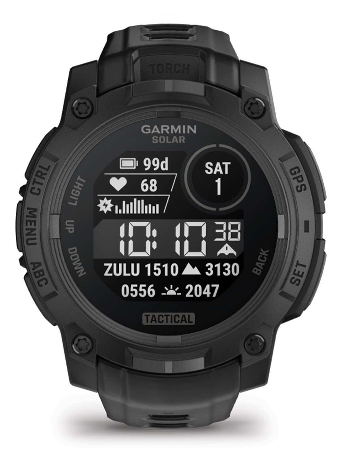 Garmin Instinct 3 Tactical Solar smartwatch 45 mm - voorkant zwart