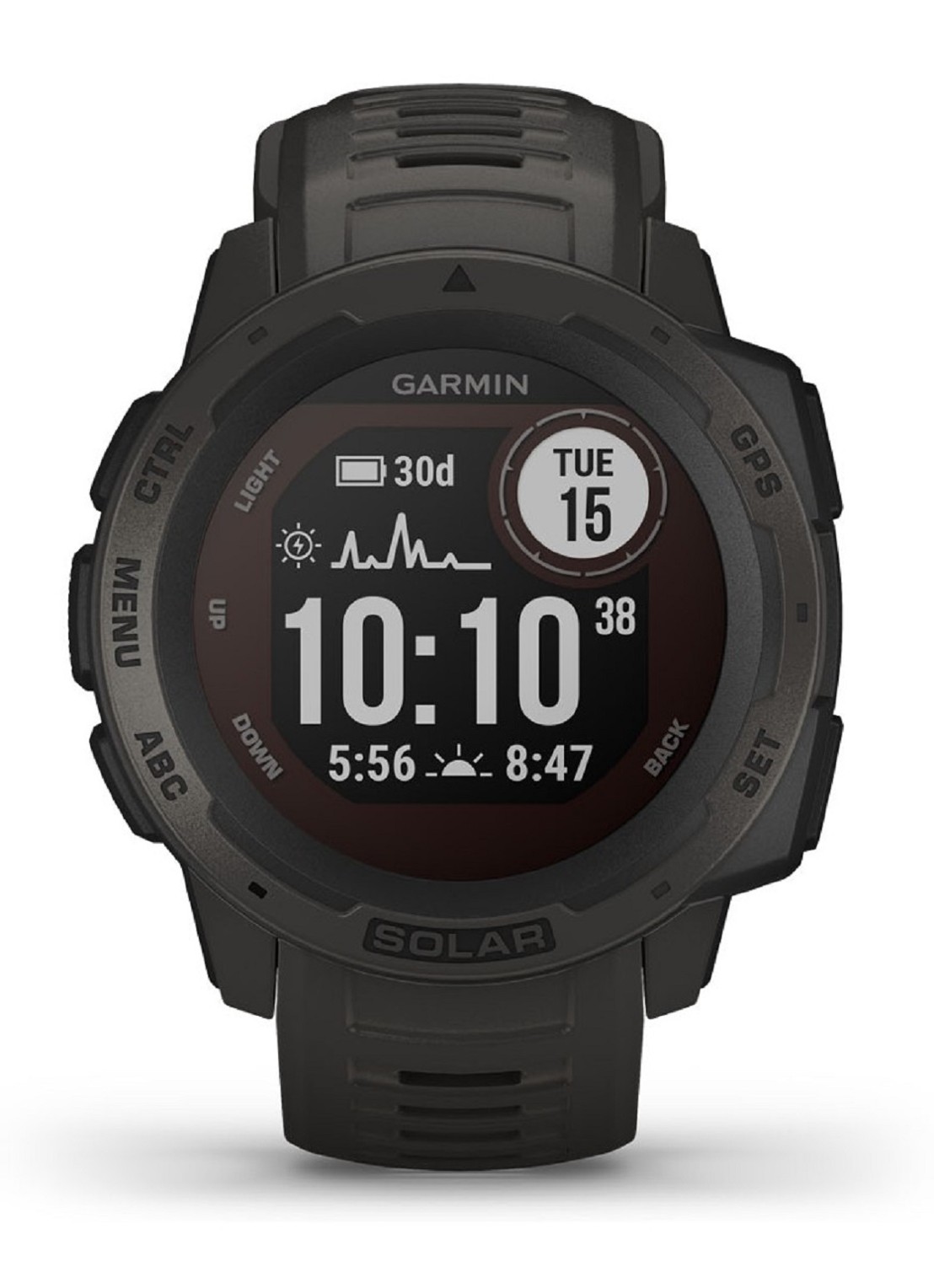 Garmin Instinct Solar smartwatch 45 mm - voorkant 5 zwart