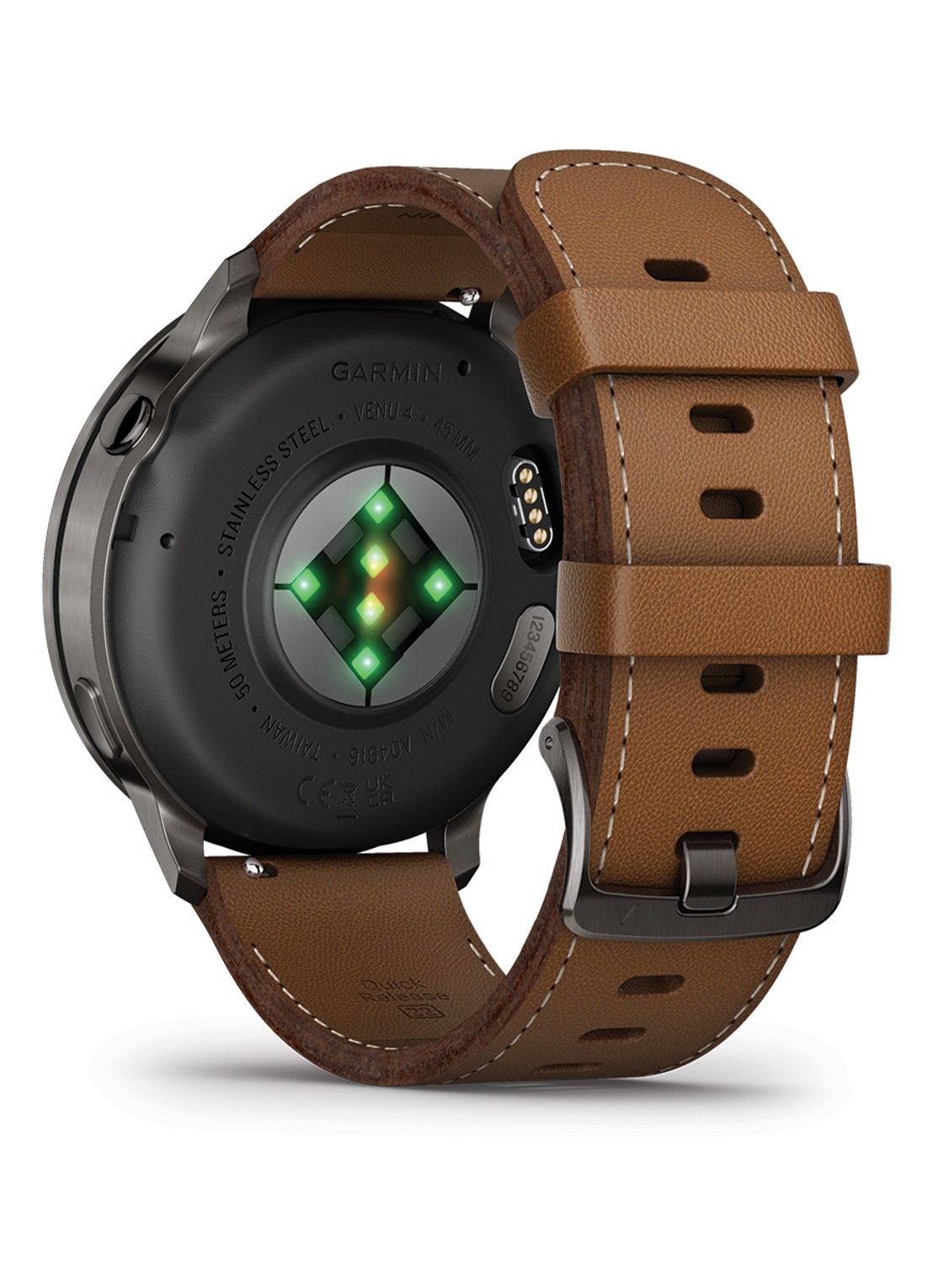 Garmin Venu 4 smartwatch 45 mm, met siliconen en lederen band - detail 3 bruin