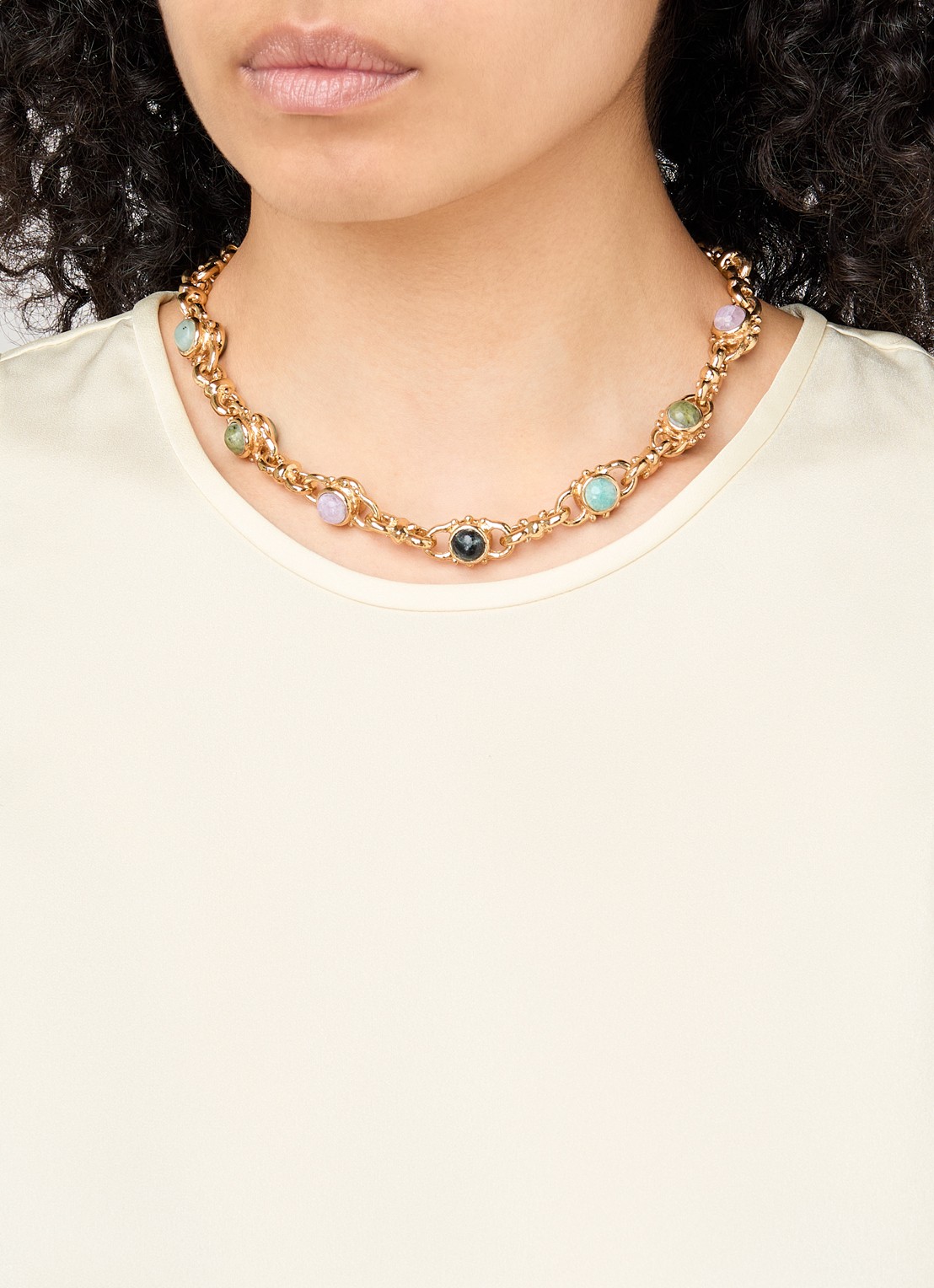 Gas Bijoux Amarante schakelketting verguld - voorkant 2 multicolor