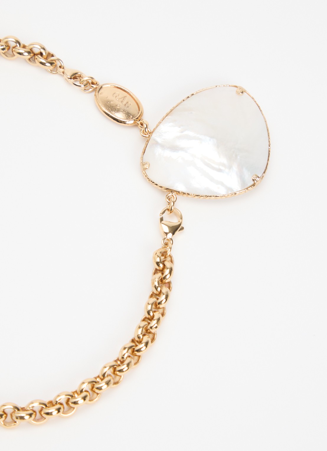 Gas Bijoux Billy Silia ketting verguld - detail 2 parelmoer