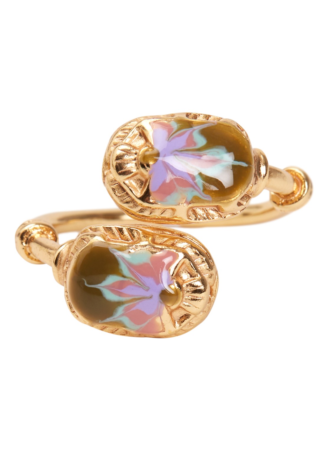 Gas Bijoux Duality Scaramouche ring verguld - voorkant goud