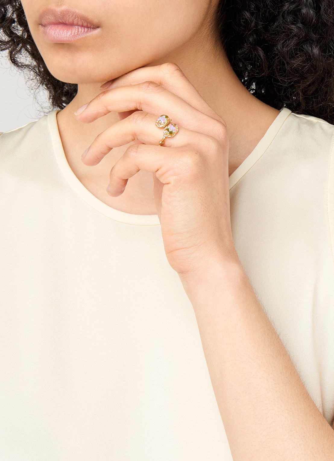 Gas Bijoux Duality Scaramouche ring verguld - voorkant 2 goud