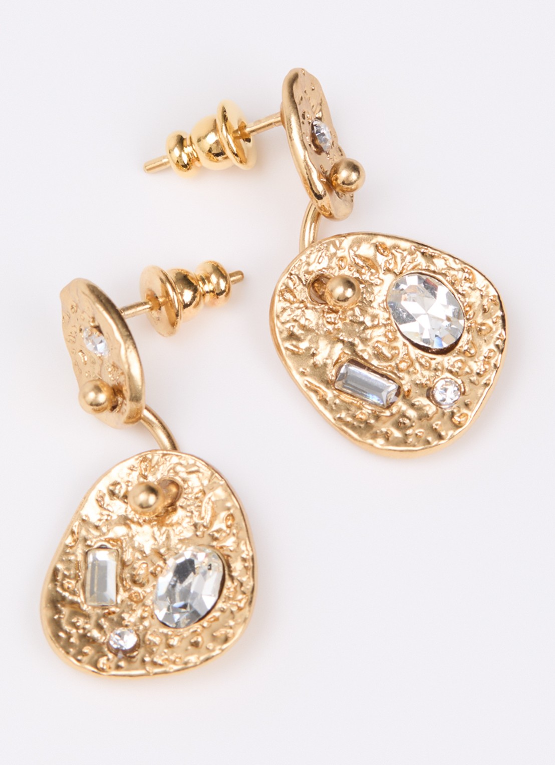 Gas Bijoux Eclipse oorstekers verguld met kristal - detail goud