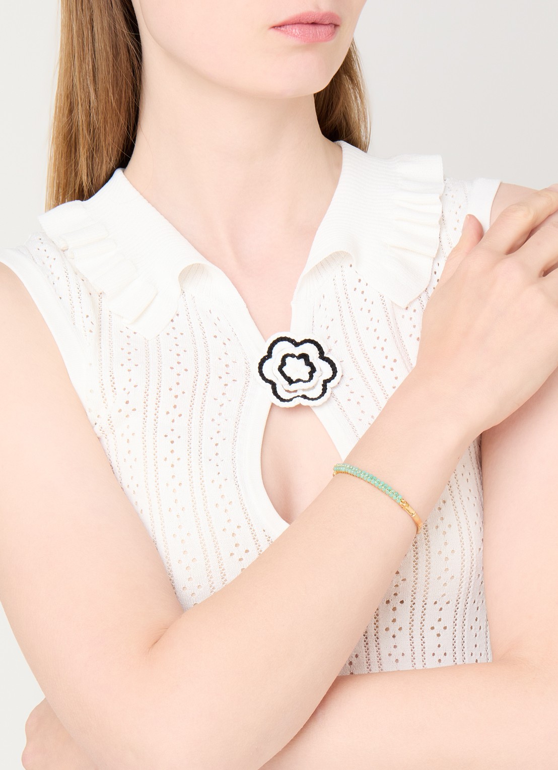 Gas Bijoux Lyre bangle verguld - voorkant 3 groen
