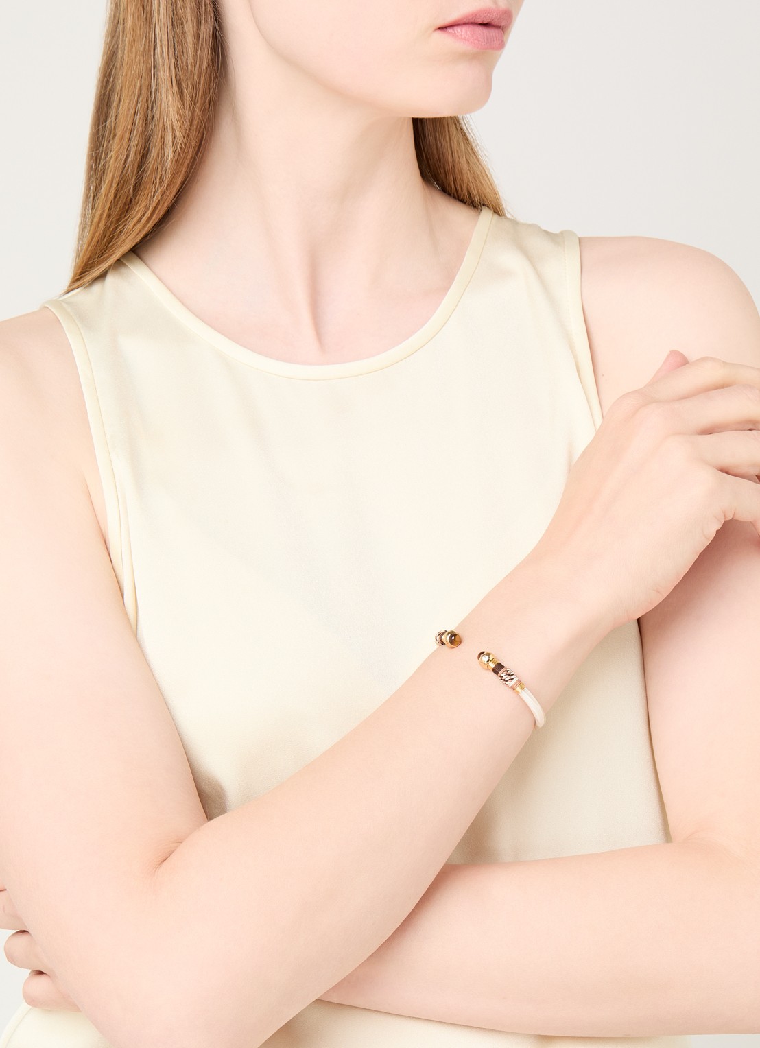 Gas Bijoux Sari bangle verguld - voorkant 3 creme