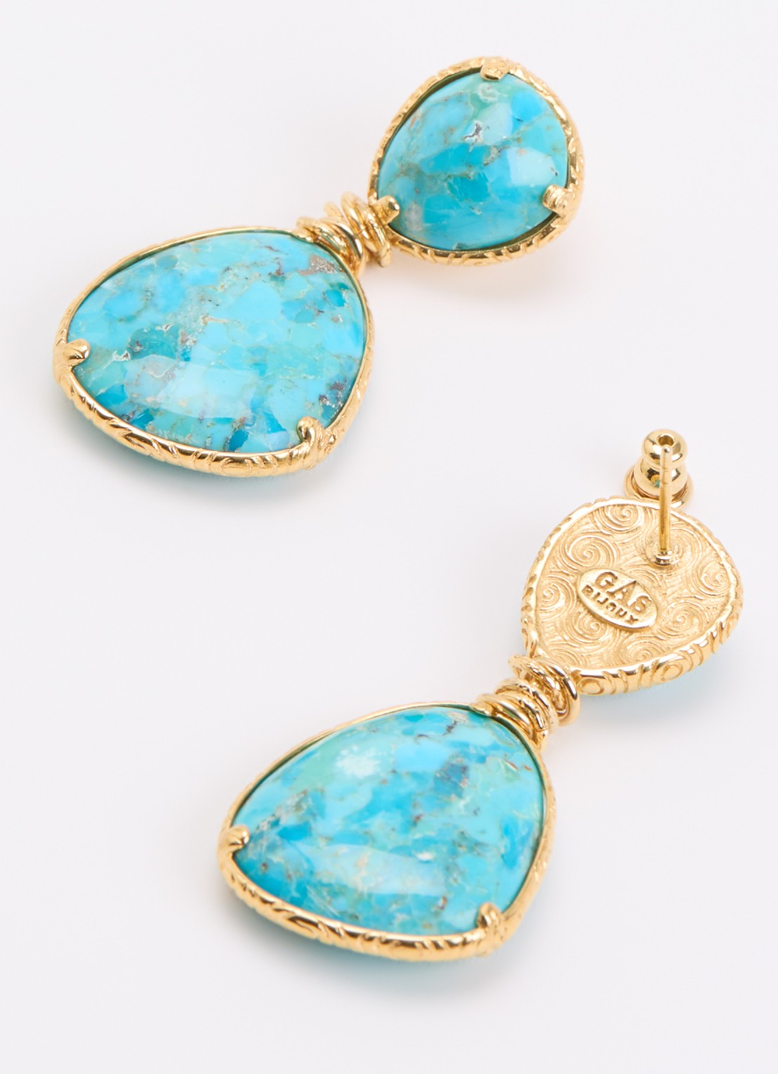Gas Bijoux Silia oorstekers verguld - detail 3 turquoise