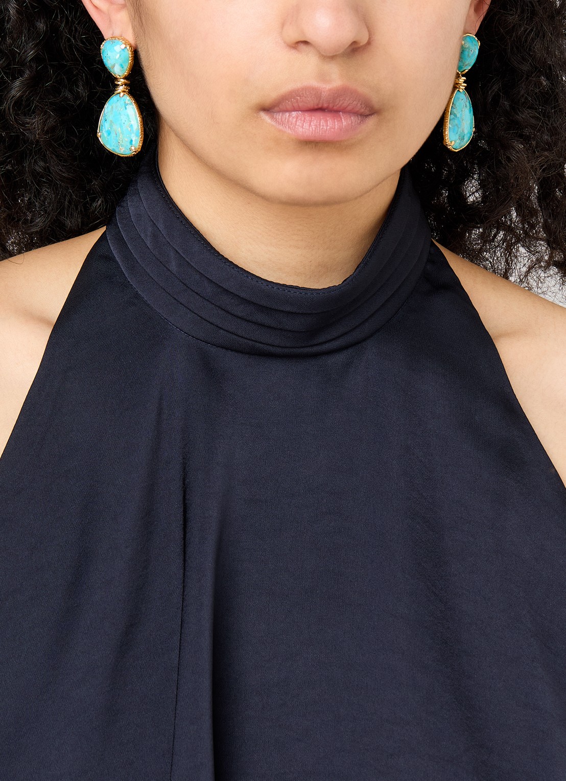 Gas Bijoux Silia oorstekers verguld - voorkant 2 turquoise