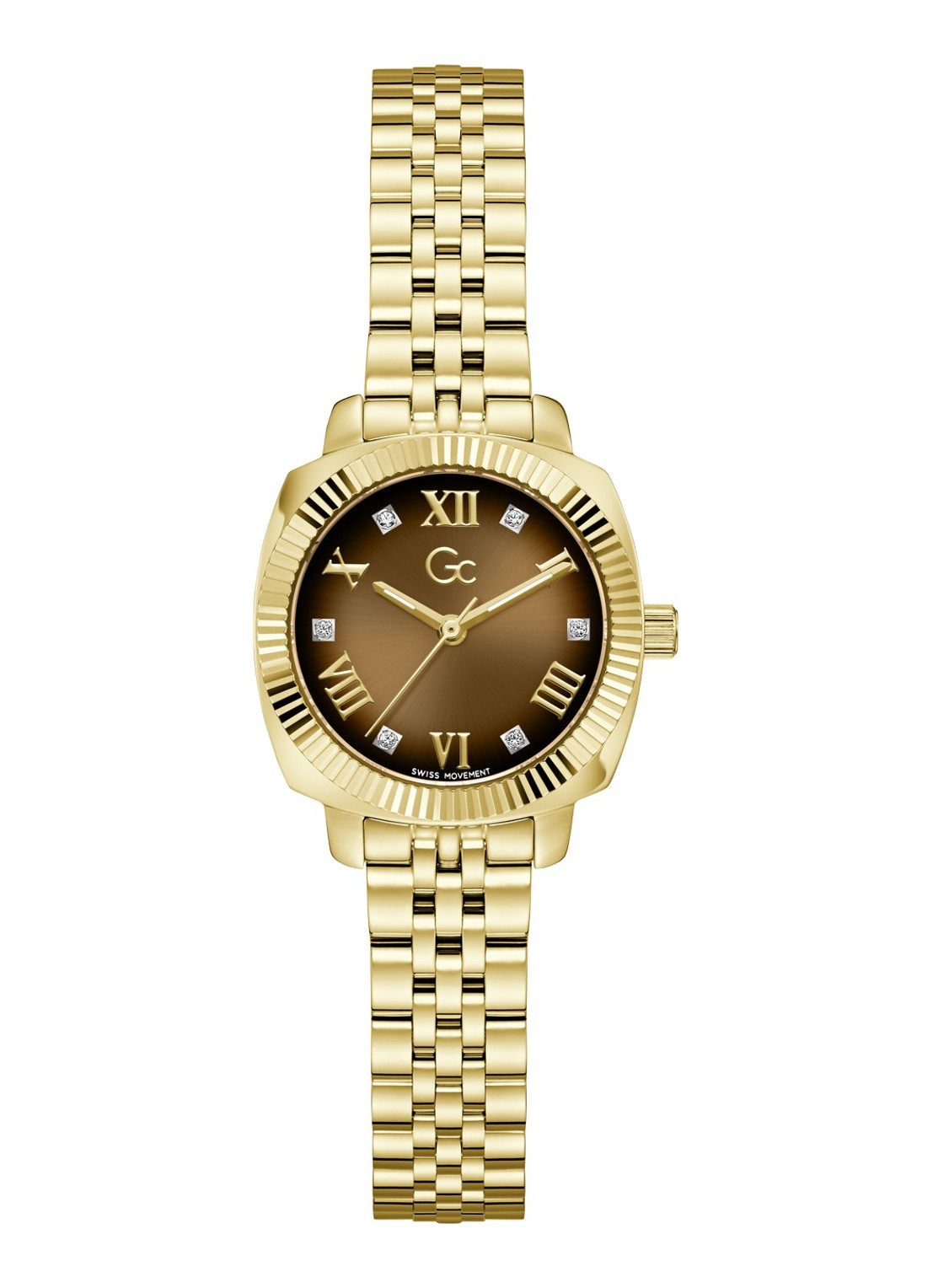Gc Watches Flair Coussin Mini horloge Z73001L4 - voorkant goud
