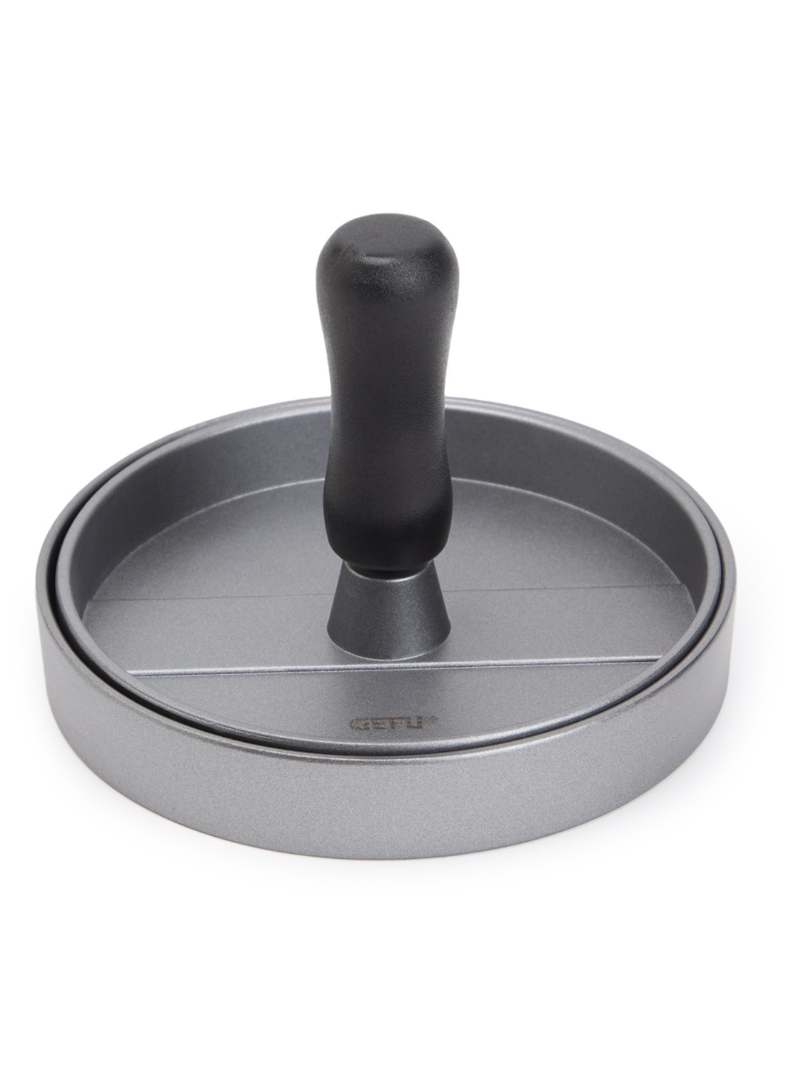 GEFU BBQ hamburgerpers 11,8 cm - voorkant zwart