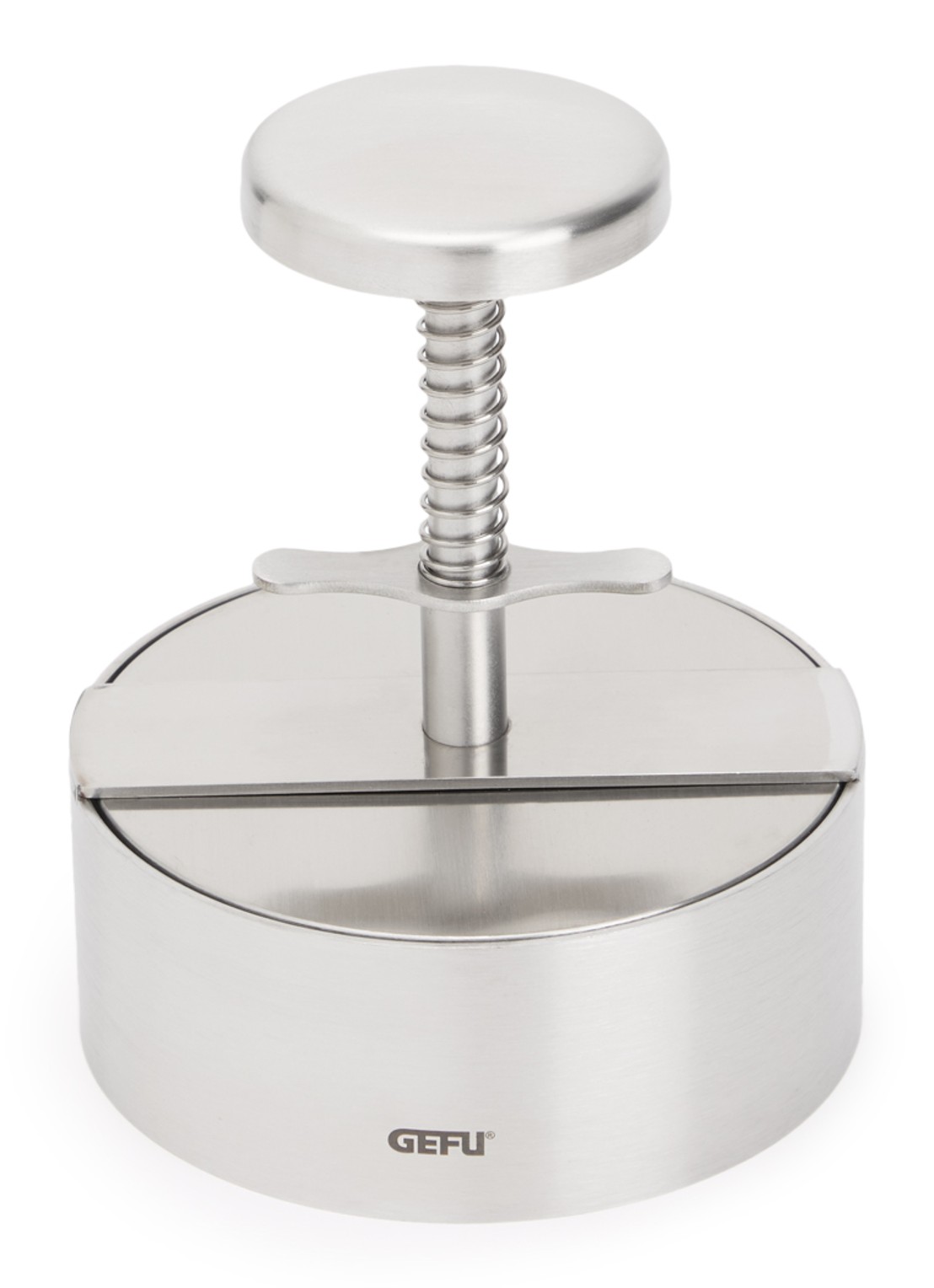 GEFU Pätti hamburgerpers 11,5 cm - voorkant zilver