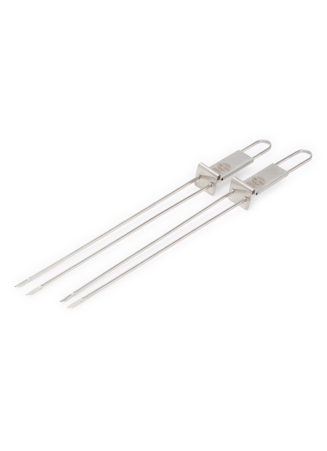 GEFU Twinco barbecue spies 32 cm set van 2 - voorkant zilver