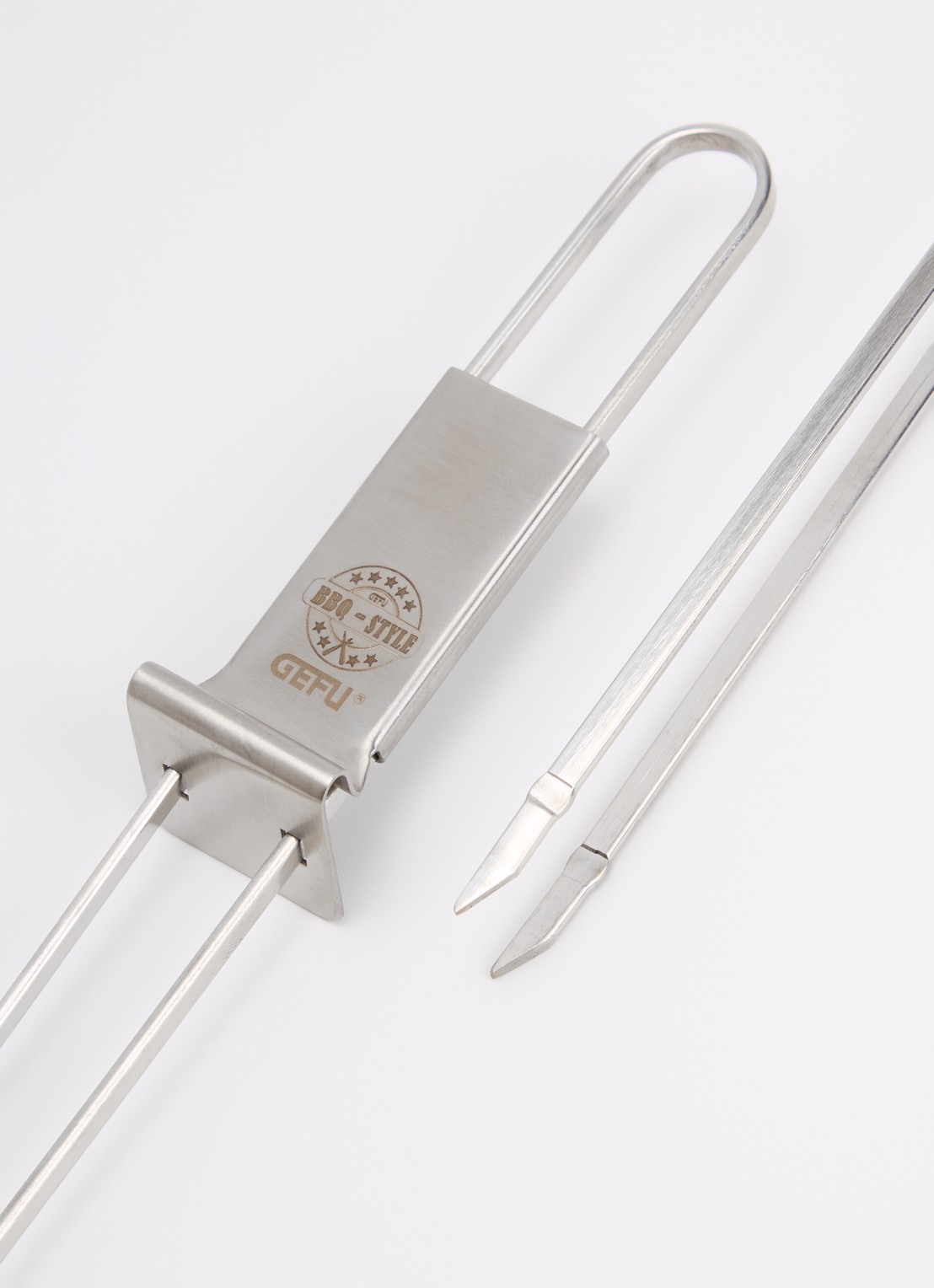 GEFU Twinco barbecue spies 32 cm set van 2 - voorkant 2 zilver
