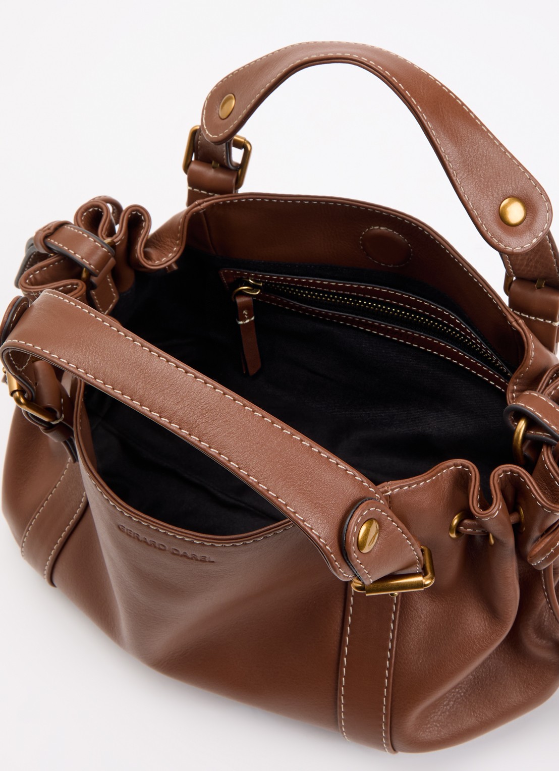 Gerard Darel 12H handtas van leer  - detail 2 bruin