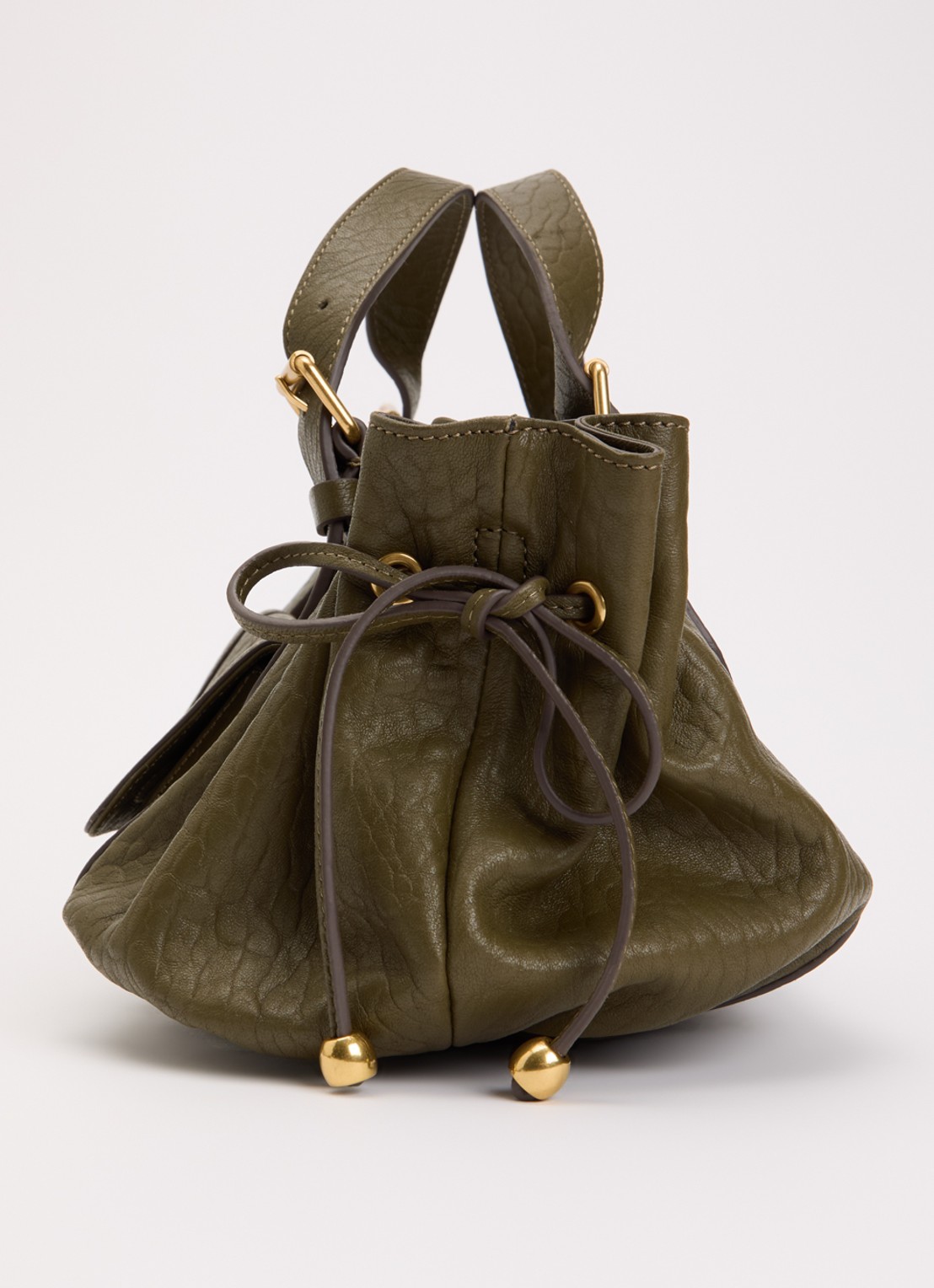 Gerard Darel 18H handtas van schapenleer met afneembare schouderriem - detail 3 bronsgroen