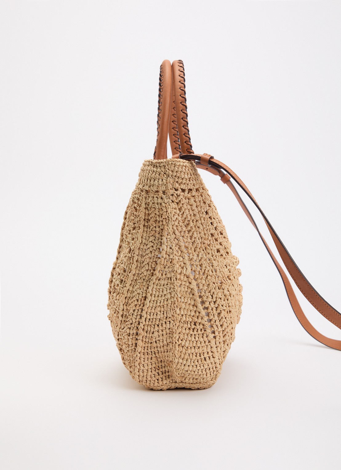Gerard Darel 18H schoudertas van raffia met leren details - detail 3 zand