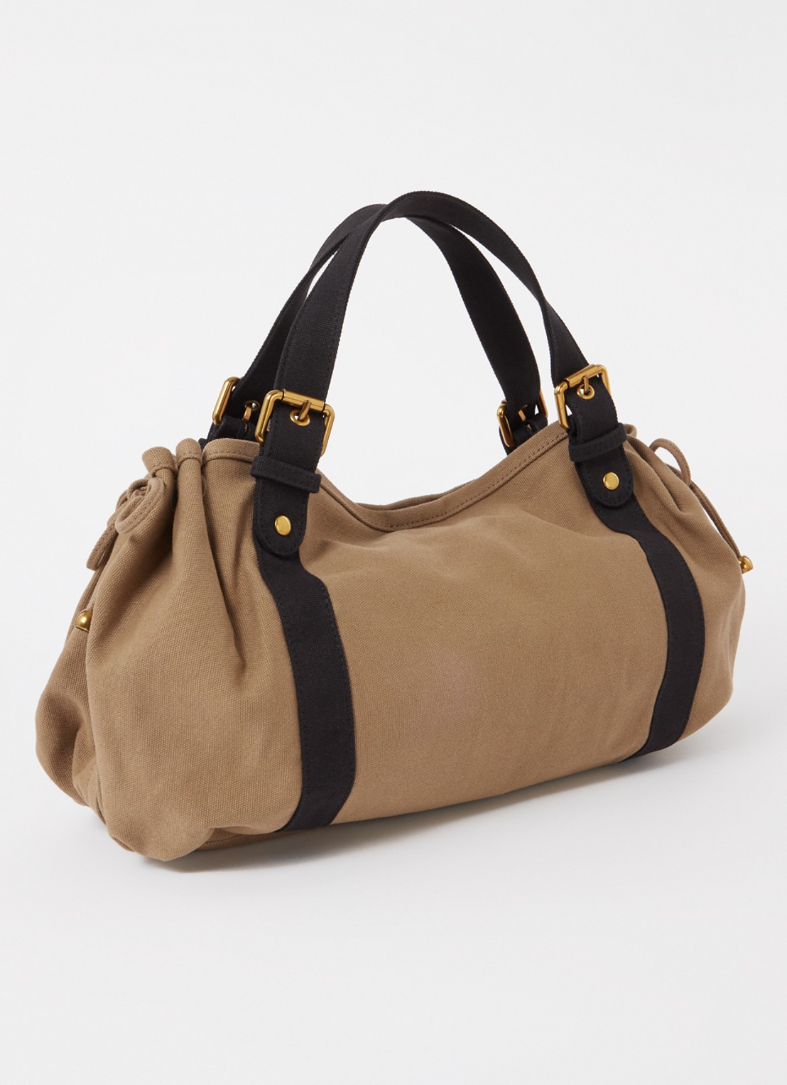 Gerard Darel 24H handtas van canvas - achterkant 4 lichtbruin