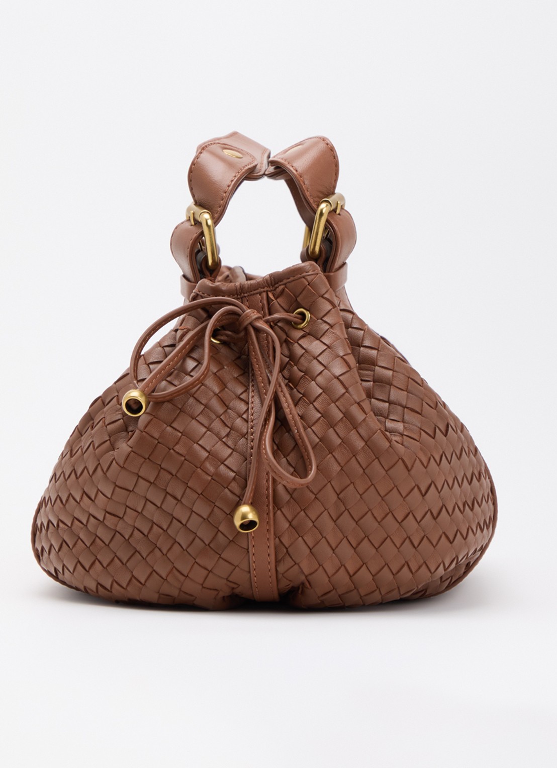 Gerard Darel 24H handtas van leer met gevlochten detail - detail 3 bruin