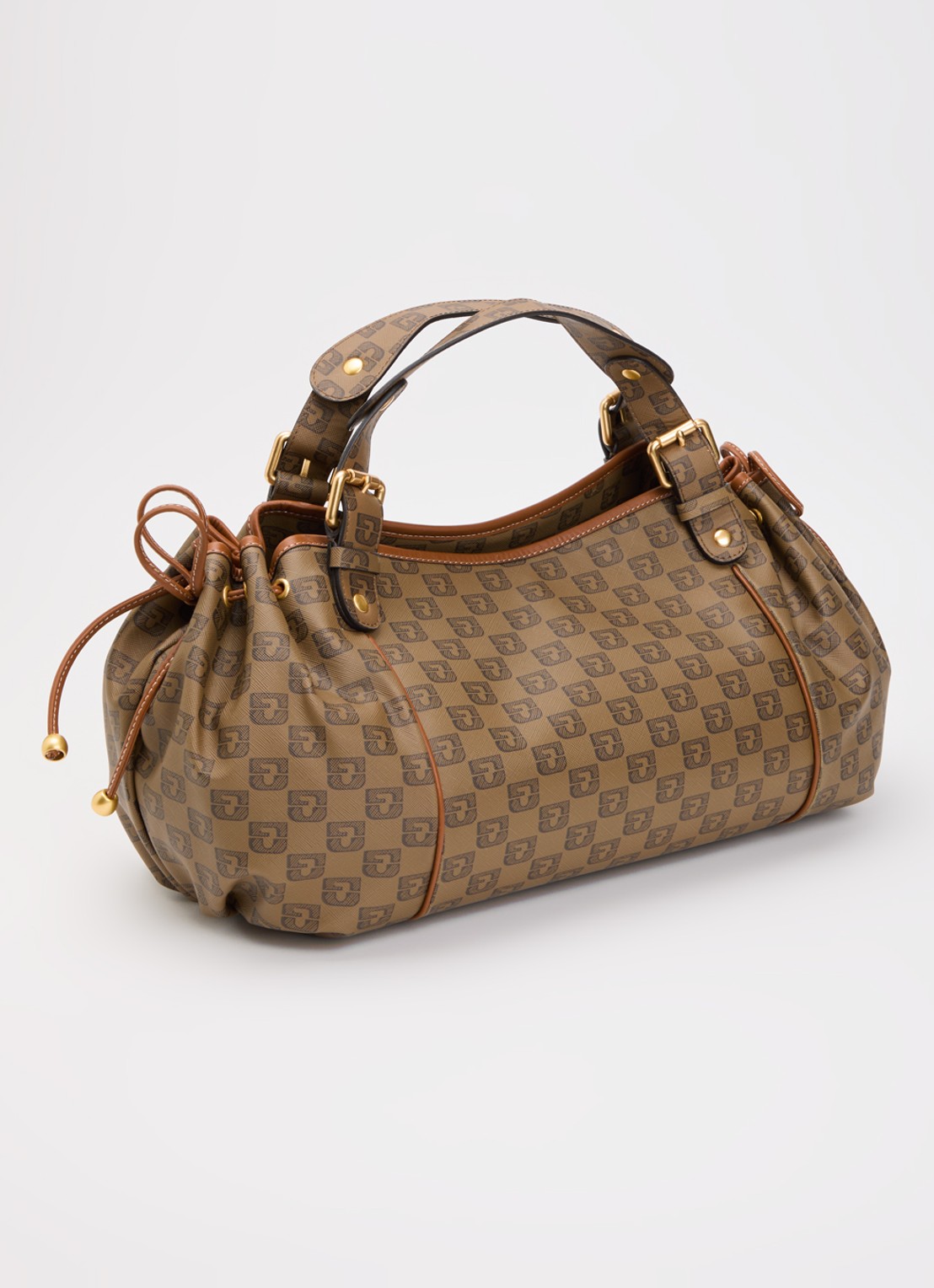 Gerard Darel 24H handtas van leer met logoprint  - achterkant 4 bruin