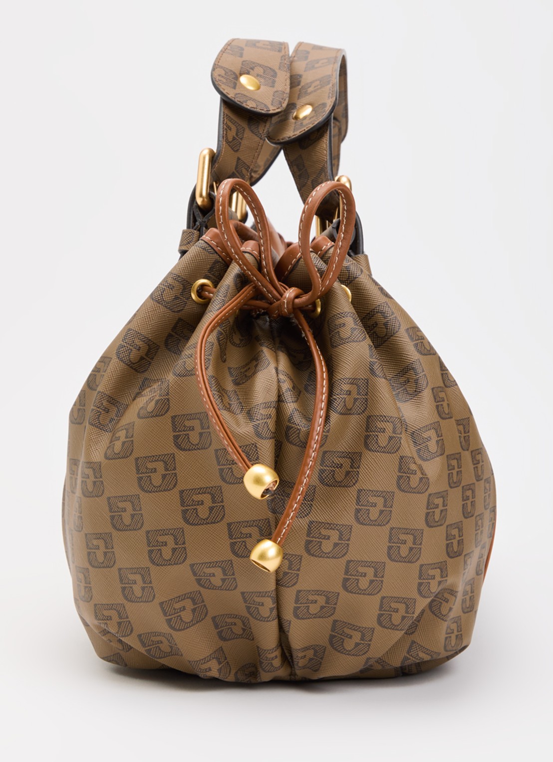 Gerard Darel 24H handtas van leer met logoprint  - detail 2 bruin