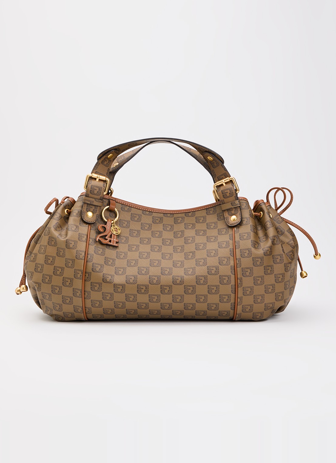 Gerard Darel 24H handtas van leer met logoprint  - voorkant 5 bruin