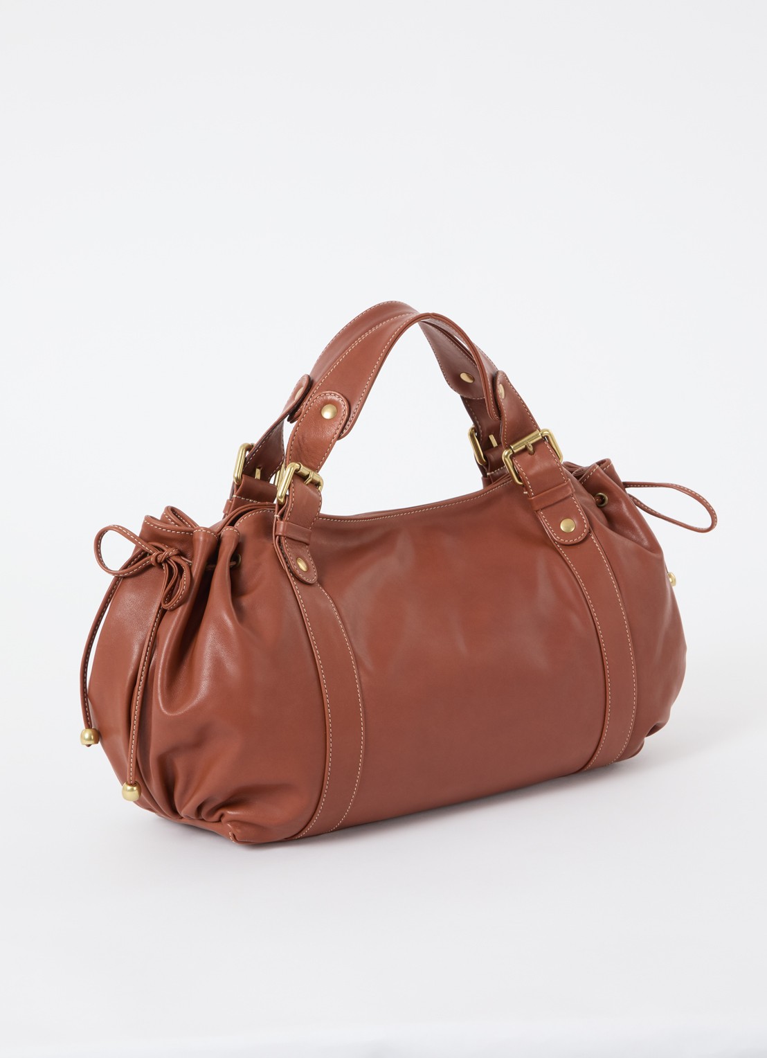 Gerard Darel 24H handtas van leer - achterkant cognac