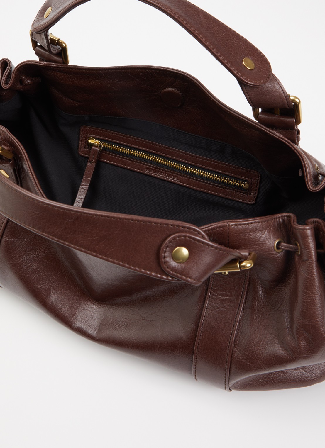 Gerard Darel 24H handtas van leer - detail 3 donkerbruin