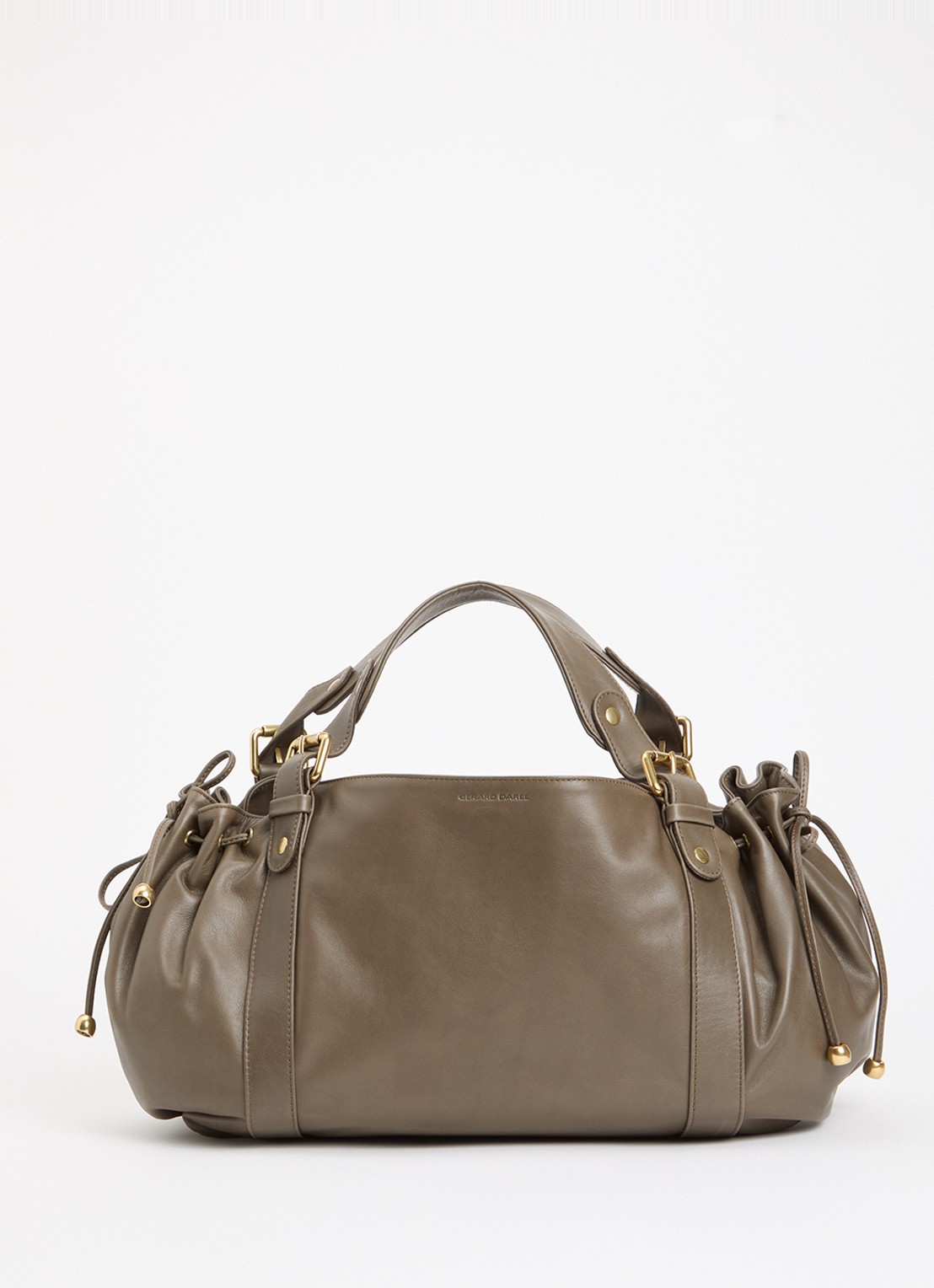 Gerard Darel 24H handtas van leer - voorkant khaki